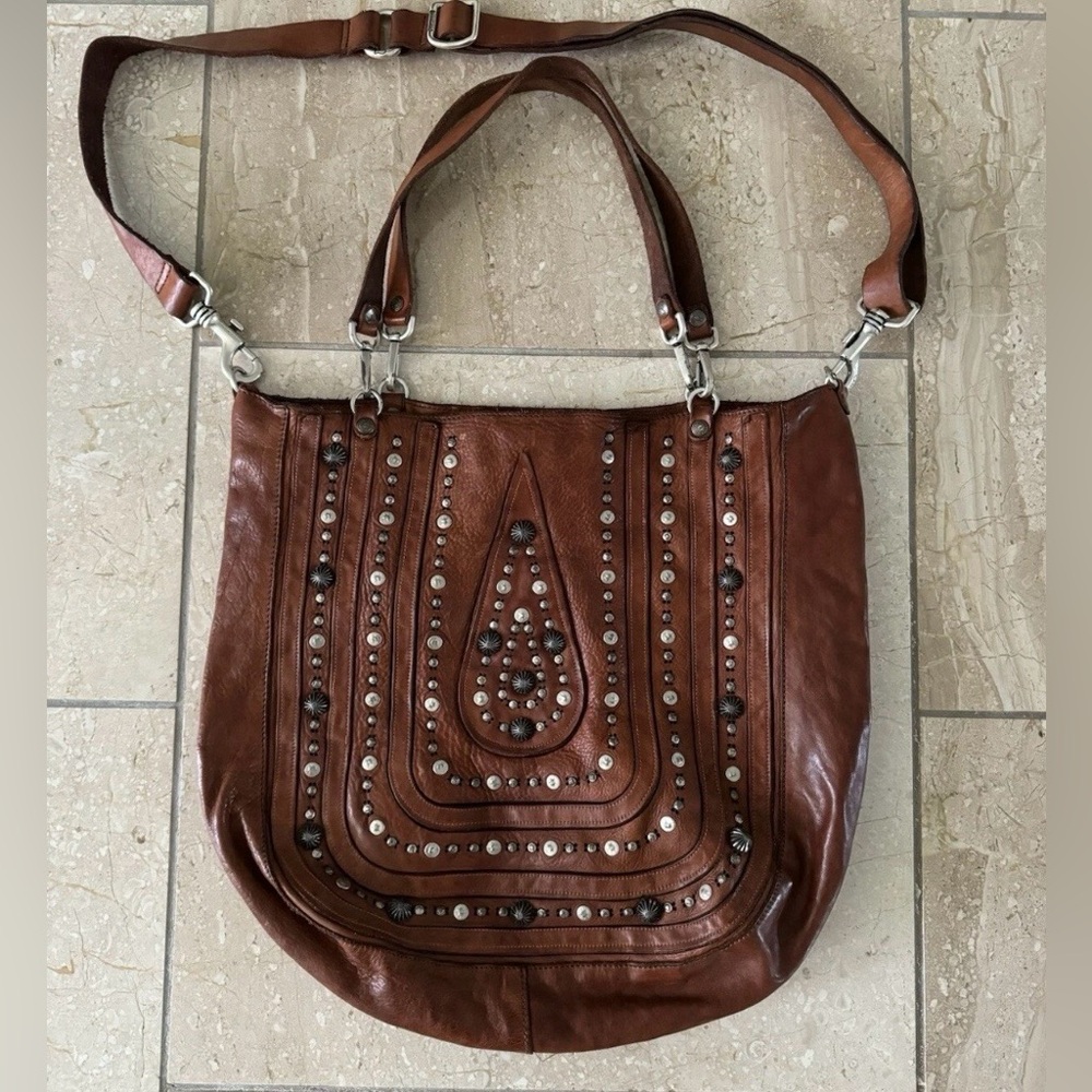 Campomaggi Free People Gorgeous Studded Leather Embellished Crossbody Tote Bag